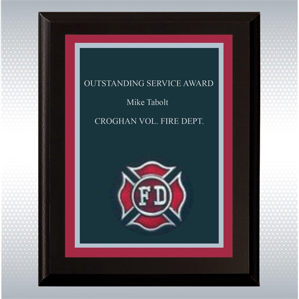 Fire Department Specialty Award on Black Plaque